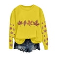 thumbnail image 4 of FRSASU Fall Sweatshirts for Women Embroidered Tops Leaf print Crewneck Sweatshirt Casual Long Sleeve Pullover Yellow, 4 of 5
