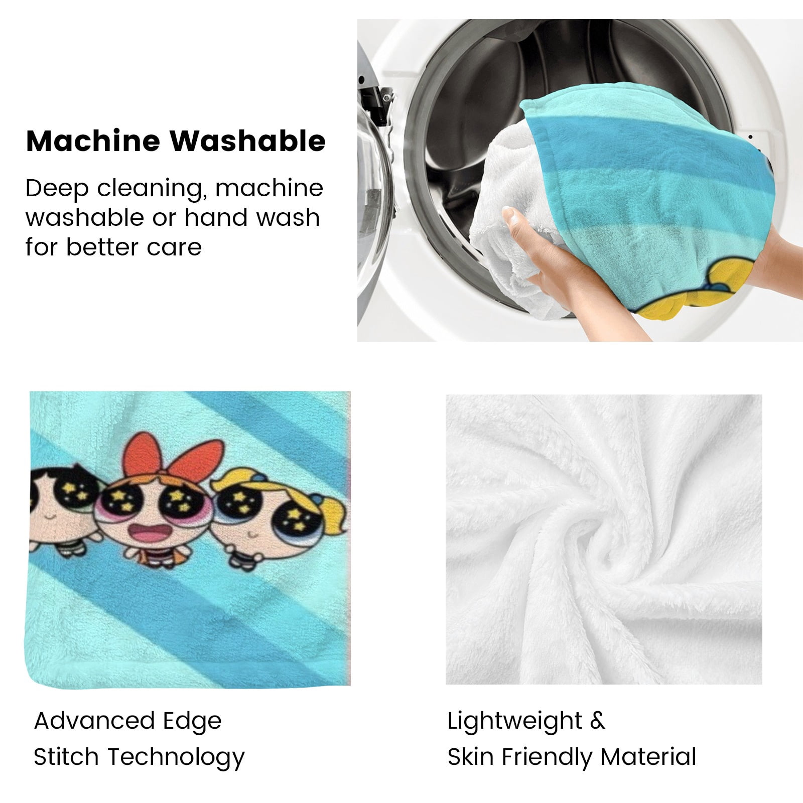 Powerpuff Girls Throw Blanket Gifts for Fans Lover Girls Boys Women Present Hoodie Him Bed 30"x40"