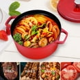 thumbnail image 6 of 5.5 QT Enameled Iron Dutch Oven Pot with Lid, Dual Handles, Non-Stick Coating for Bread Baking & Cooking, Red, 6 of 7