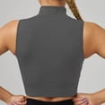 thumbnail image 3 of DuoJiaJ Ladies' Comfortable And Casual High Neck Zipper Quick Drying Sports Vest Women Workout Tank Tops Gray M, 3 of 4