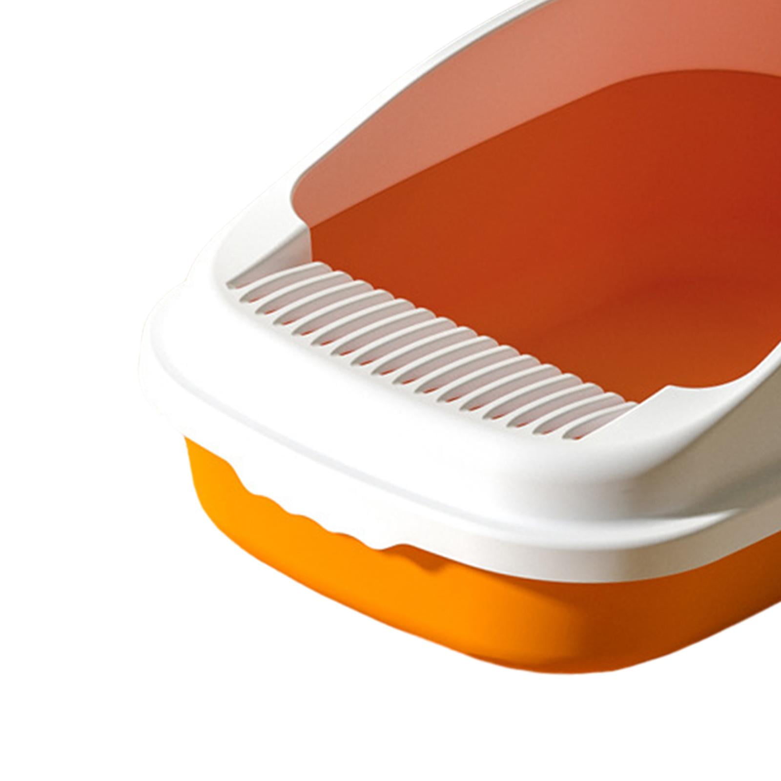 Bvdfgk Cat Litter Box Litter Tray Semi Enclosed Leakproof Removable Base for Small Pets Orange