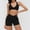 Black, variant on PISONIC Workout Sets for Women Crossover High Waist Biker Shorts Sports Bra 2 Piece Gym Yoga Outfits