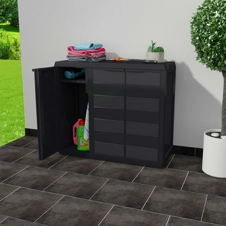 

HERCHR Garden Storage Cabinet with 2 Shelves Black