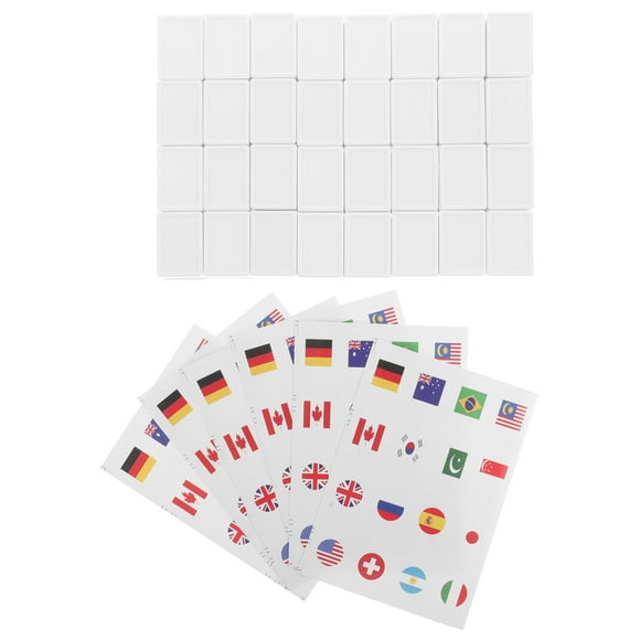 MOVTOTOP Mexican Train Domino Holders with International Flags for Family Games Assorted Color Plastic Paper 65pcs