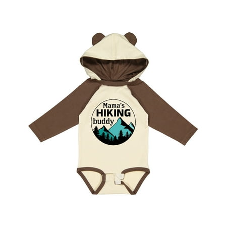 

Inktastic Mama s Hiking Buddy with Mountains and Trees Gift Baby Boy or Baby Girl Long Sleeve Bodysuit