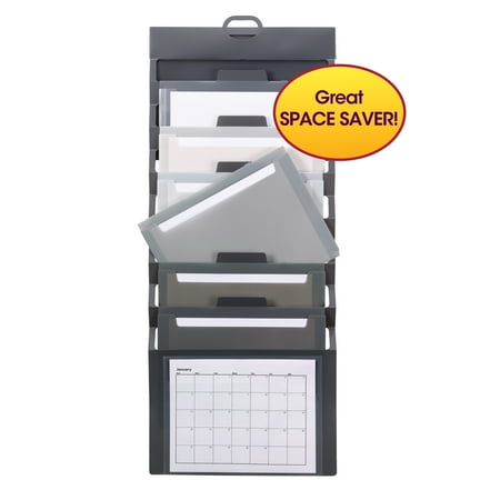 - Smead Cascading Wall Organizer, 6 Pockets, Letter Size, Gray/Neutral (92061)