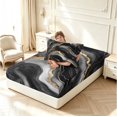 Flow Sheets Erosebridal Black Grey Marble Swirl Gold Fitted Sheet Full,Modern White ...