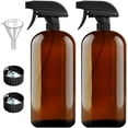 thumbnail image 2 of Handcraft Empty Amber Glass Spray Bottles – 16 oz Refillable Bottles with Labels, Caps and Funnel – UV Protection Glass Spray Bottles for Essential Oils and Cleaning Products – Pack of 2, 2 of 7
