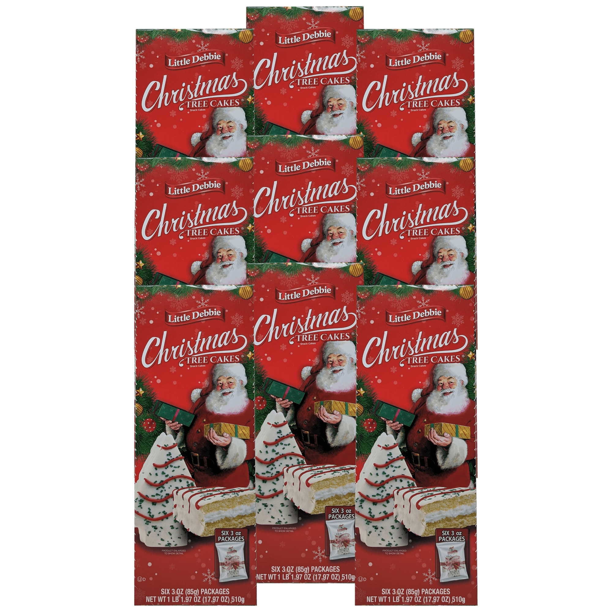 Little Debbie Christmas Tree Cakes, Large 3 Oz Individually Wrapped