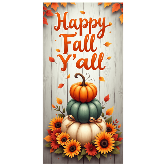 Decorative Design Fall Banner Happy Fall Y'all Pumpkin Harvest Celebration for Indoor Decoration Seasonal Party Autumn Festival