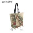 thumbnail image 4 of Open Top Canvas Tote Bag with Zipper Reusable Shopping Bag 13.5x15" Roomy Carryall Nostalgic Christmas Atmosphere, 4 of 9