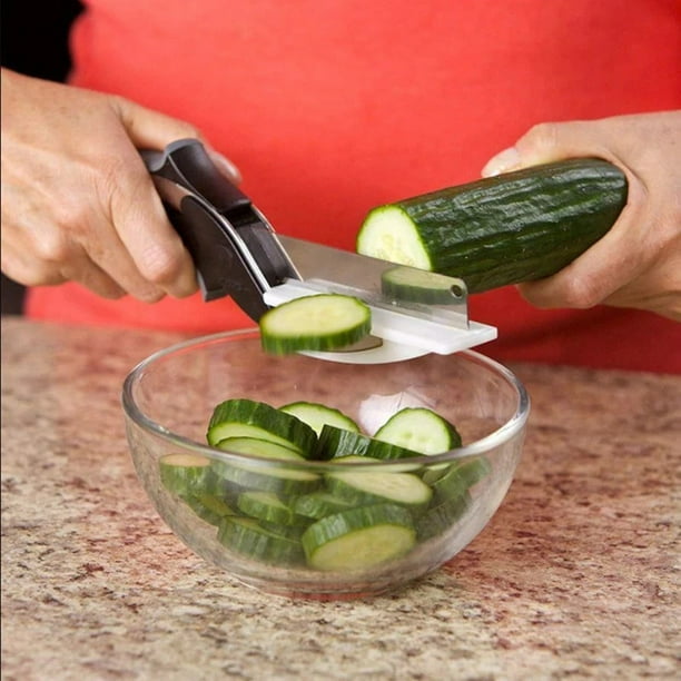 Ciseaux de cuisine multifonctionnels, peuvent être utilisés pour couper de  la viande, des légumes, des fruits, plus de santé et de sécurité, le  couteau de cuisine Clever Cutter 2-en-1. 