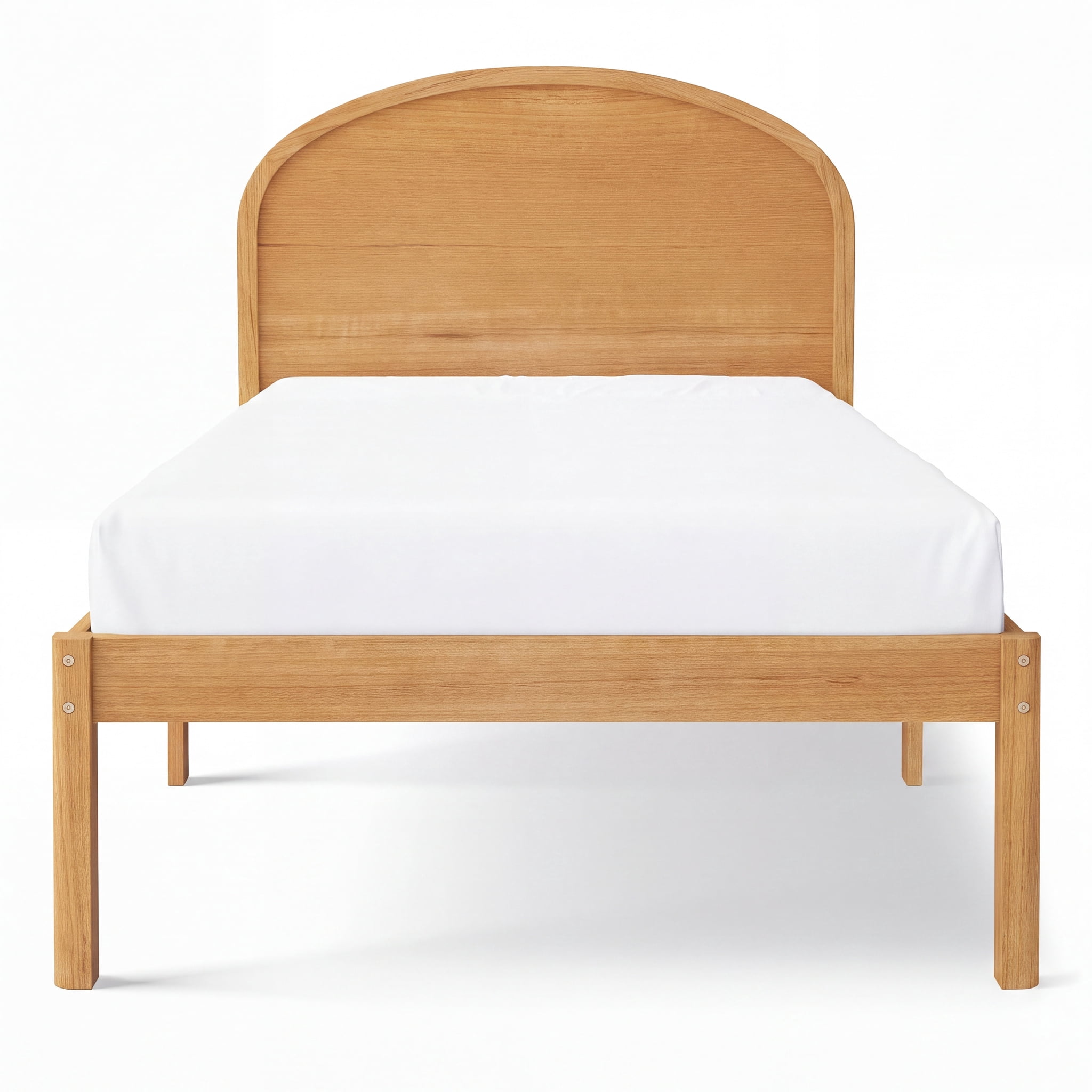 Mainstays Kids Twin Size Wood Platform Bed Frame, Natural Teak
