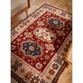 thumbnail image 6 of Rugsotic Carpets Hand Knotted Wool and Silk Area Rug, 3'x5', Rectangle, Red Cream, Oriental Handmade Low Pile Rug for Living Room Bedroom, 6 of 12