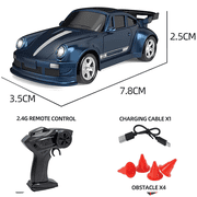 1:64 Mini 4WD RC Drift Car, Desktop Remote Control Racing Car with 612 Motor, LED Lights, High/Low Speed, Proportional Throttle & 3.7V Battery – RC Toy for Adults
