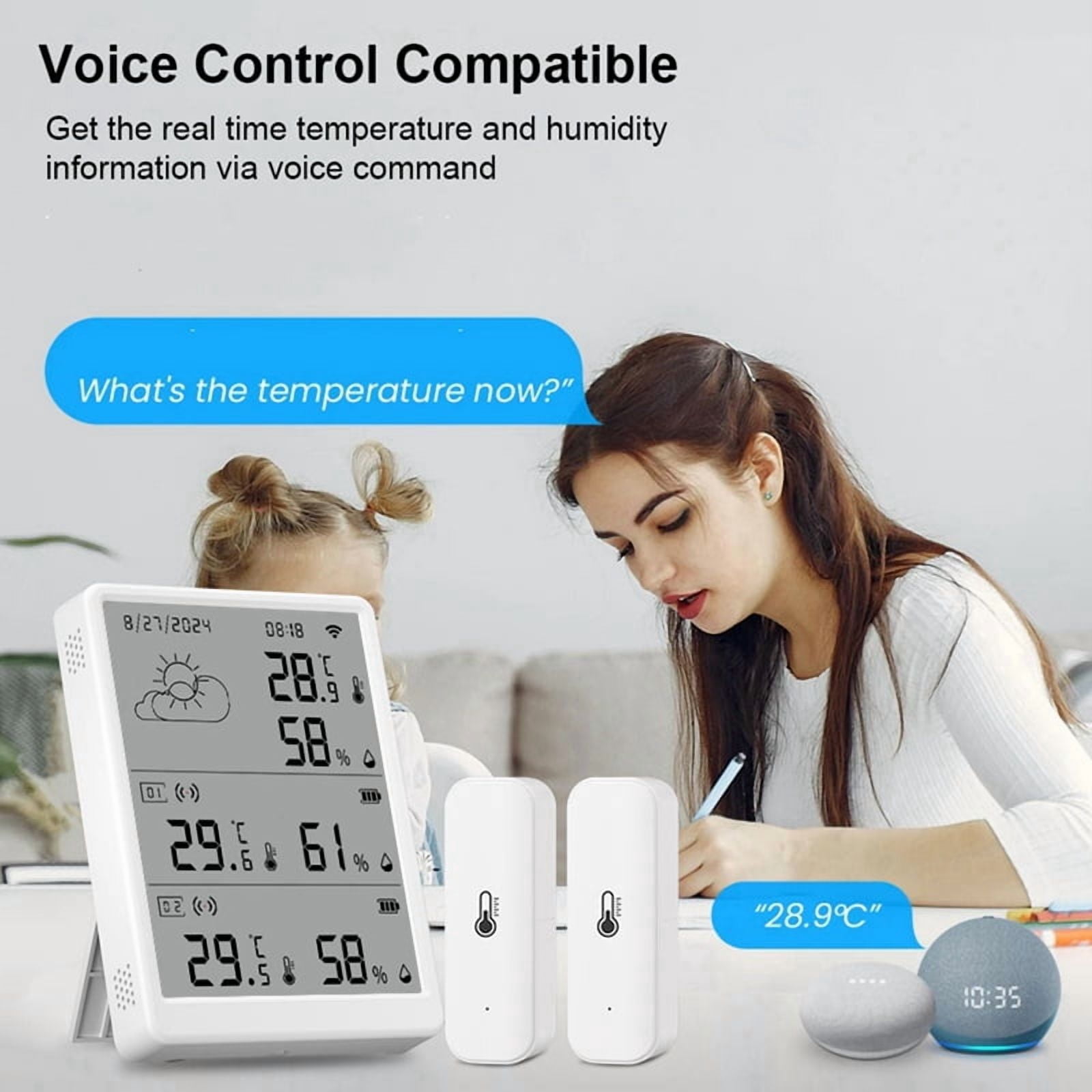 Tuya WIFI Weather Station Digital Forecast Screen 10 WiFi+RF433 Sensors Thermometer Hygrometer Support Voice Control