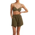thumbnail image 3 of Women'S 3 Piece Outfits Set Spaghetti Strap Tank Top Long Sleeve Cover Up Blouse Casual High Waist Shorts Green S, 3 of 10