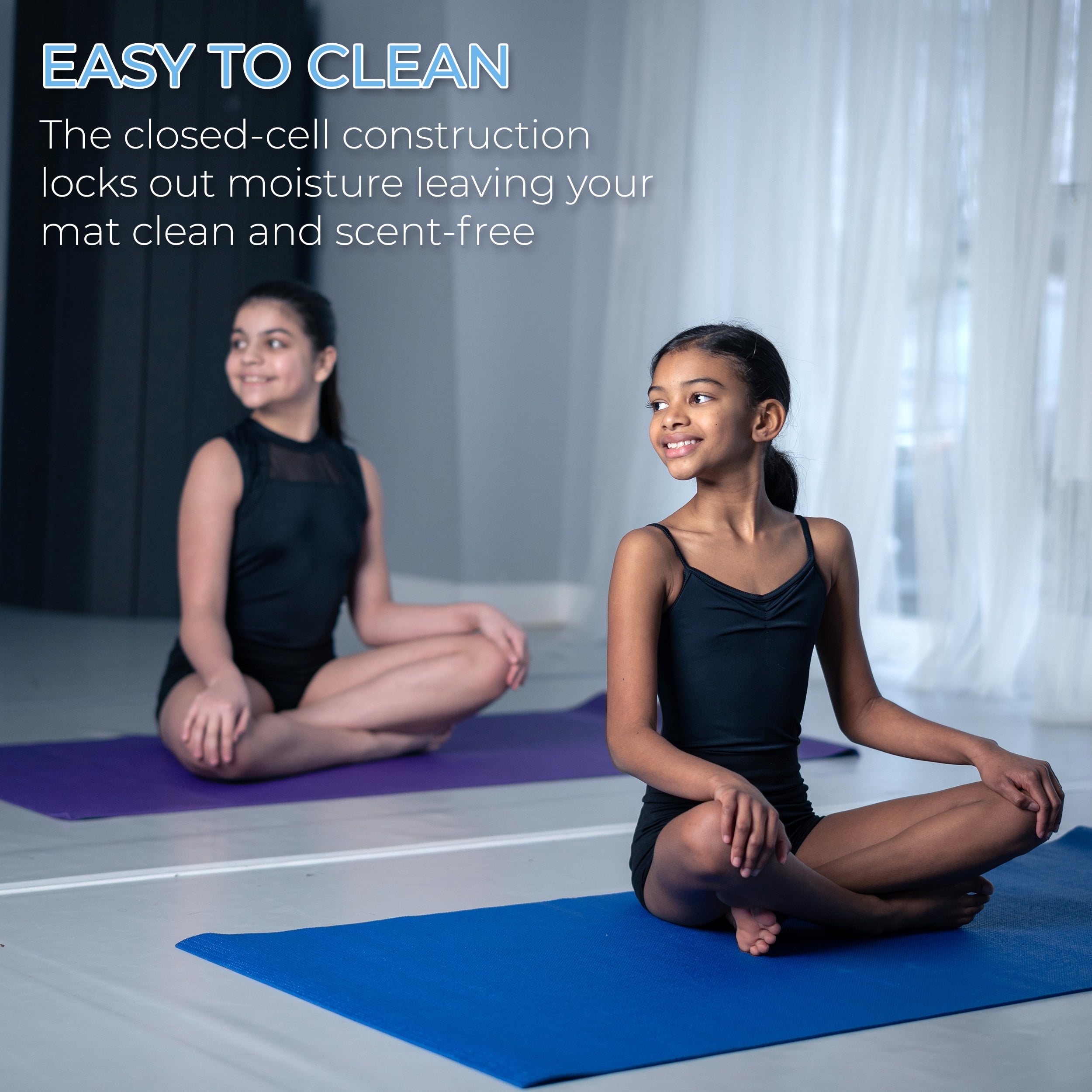 Hello Fit Kids Short Yoga Mat, Non-Toxic Bulk Exercise Mats, Non-Slip, 10 Pack, Dark Blue