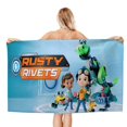 thumbnail image 1 of Rusty Rivets Toalla de playa de secado rápido con diseño temático, regalo para mujeres y niñas, ideal para cumpleaños, fans, amantes de la música, uso en la playa o al aire libre, 78 × 180 cm, 1 of 6