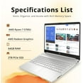 thumbnail image 2 of HP Pavilion 15.6" FHD Touchscreen Laptop, AMD Ryzen 7 5700U, 64GB RAM, 2TB SSD, AMD Radeon Graphics, Full-Size Keyboard, HD Webcam, Windows 11 Pro, Silver, 32GB Hotface USB Card, 2 of 7