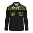 thumbnail image 3 of SERTG Men's Camouflage Print Lapel Shirt Fall Winter Long Sleeve Workwear Shirt Button Pockets Casual Shirt(Black,4XL), 3 of 7
