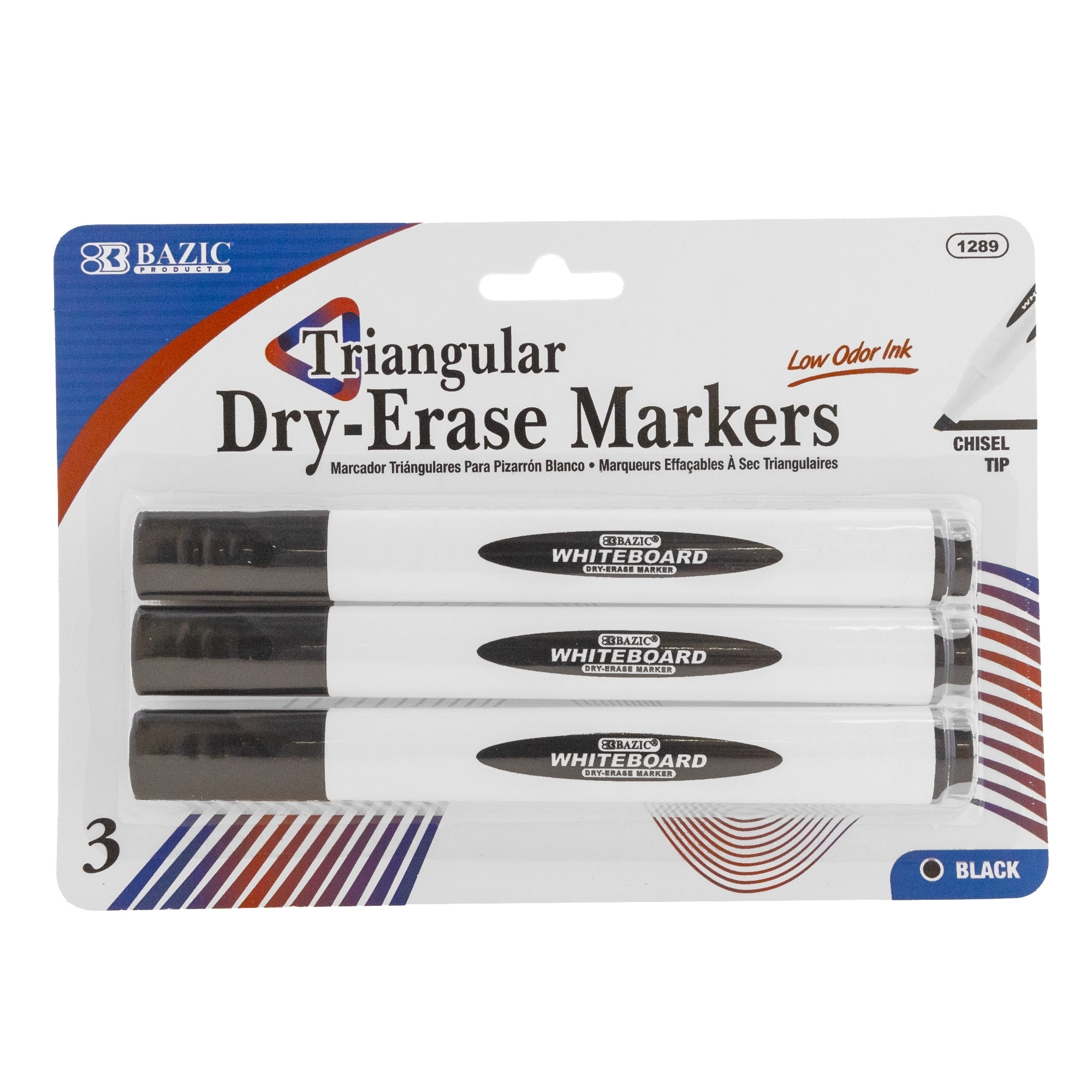 BAZIC Dry Erase Marker Black Color Chisel Tip, Whiteboard Pen Marcador