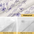 thumbnail image 4 of No Hook Purple Flowers Shower Curtain with Snap in Liner Set, Spring Floral Bows Lines Vintage Beige Waterproof Fabric Bathroom Curtains with See Through Top Window, Hotel Style Modern 60 x 72 Inch, 4 of 9