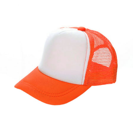 Opromo Blank Neon Foam Poly Mesh Trucker Hat Cap, Adjustable Snapback Hi Vis Cap-Neon