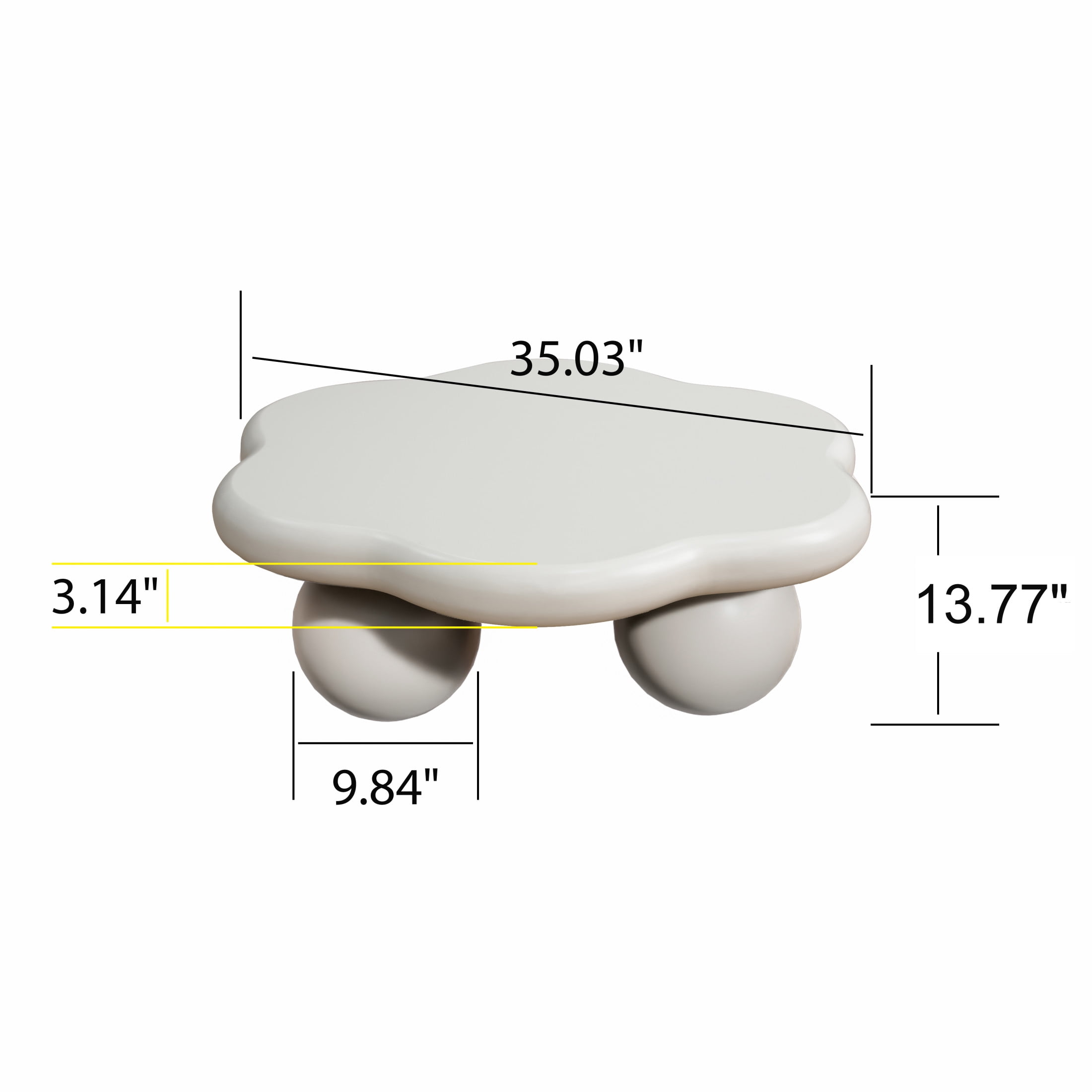 Noble House Kieran 35" Cloud Coffee Table, Modern Minimalist Living Room Table, Small Space Accent Table, Cream White