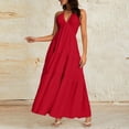 thumbnail image 4 of Women's backless dress, deep V-neck long dress, A-line high-waisted dress, 4 of 8