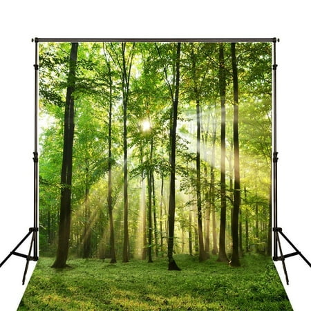 Bright Red Background - GreenDecor Polyster 5x7ft Bright Photography Backdrop Nature Forest Photo Background Trees Seamles Wedding Photo Backdrop