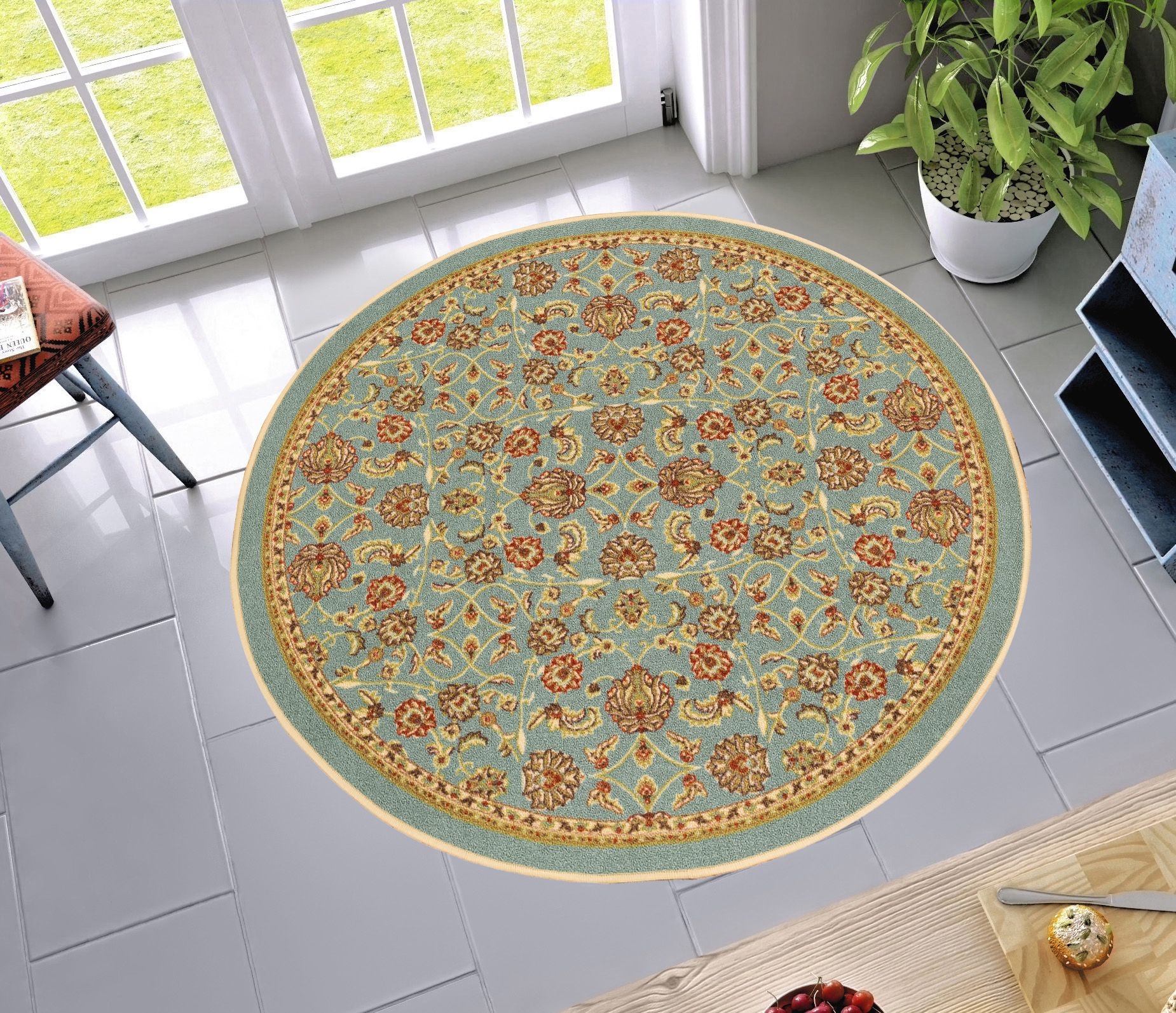 NonSkid / Slip Rubber Back Antibacterial 4 Round ( 4'3" Round ) Area