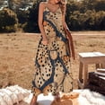 thumbnail image 3 of Orange Butterflies Dark Blue Background Sleeveless Suspender Dress Summer Fashion Casual Long Dress, 3 of 9