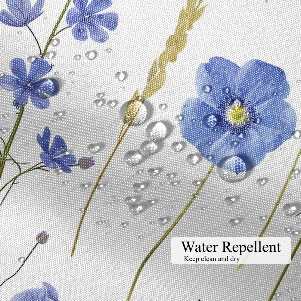 Purple Floral Shower Curtain, Watercolor Flower Plant Polyester Fabric Bath Curtain with Hooks,72''x72''