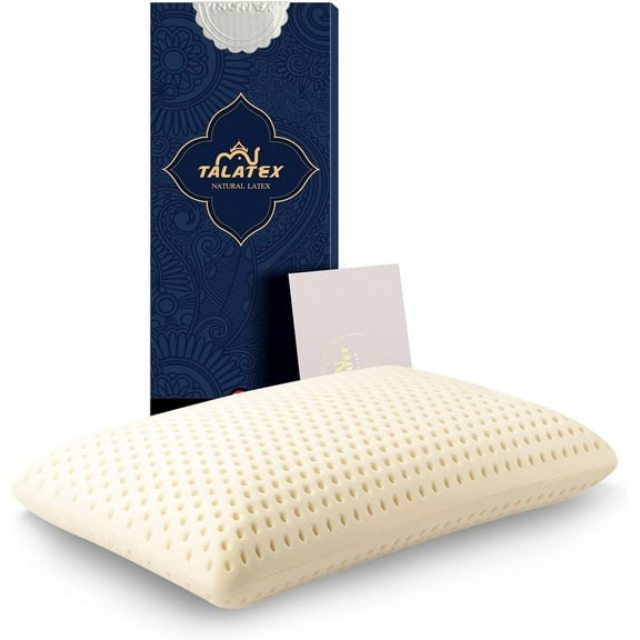 Talatex Talalay 100% Natural Premium Latex Pillow with Removable Tencel Cover, Relieves Pressure, No Memory Foam Chemicals, Perfect Gift