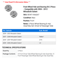 thumbnail image 2 of Front Wheel Hub and Bearing Kit 2 Piece - Compatible with 2004 - 2012 Mitsubishi Galant 2005 2006 2007 2008 2009 2010 2011, 2 of 2