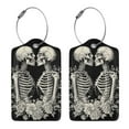 thumbnail image 3 of Sikiie Skeletons Love Flowers Luggage Tag for Suitcase Leather Baggage Tag with Stainless Steel Loop Privacy Cover for Women Men Girls-4 PCS, 3 of 5