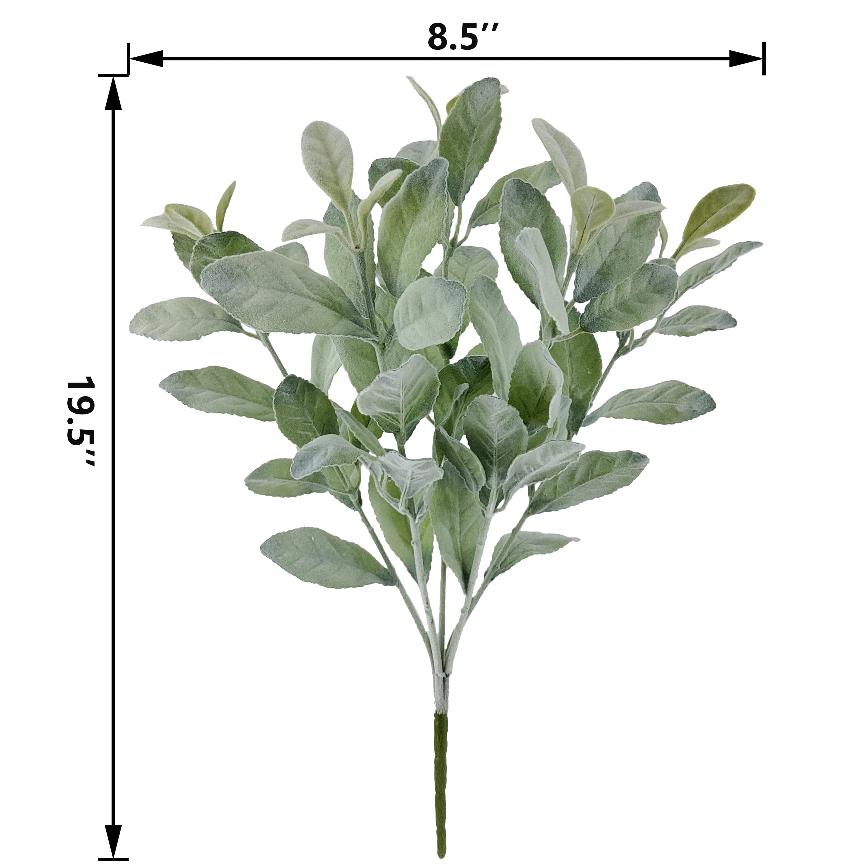 Mainstays Indoor Artificial Foliage Bush, Lamb's Ears Plant, Green Color, 19.5" Height, Pot Not Included.