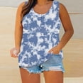 thumbnail image 2 of Plus Size Tank Tops for Women Casual Henley Sleeveless Shirts Floral Print Summer Button down Loose Tops (2XL, Blue), 2 of 5