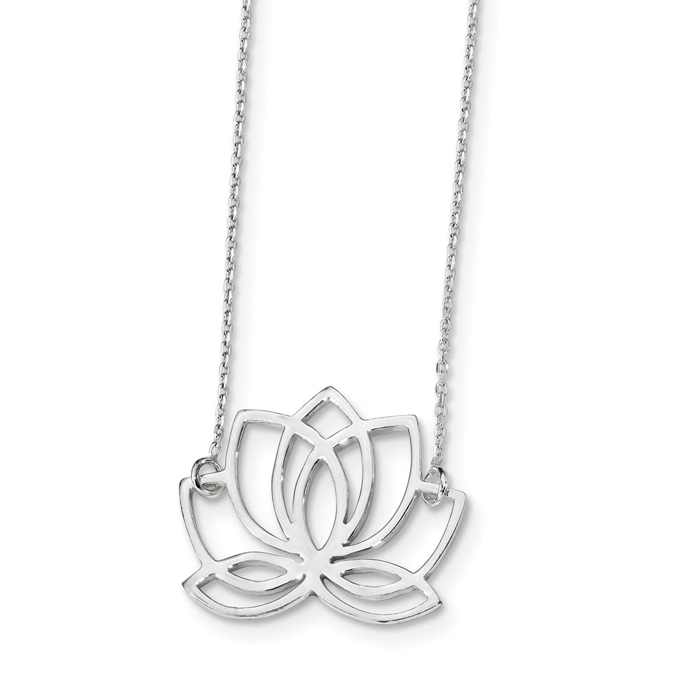 Sterling Silver Diamond Accent Lotus Flower Pendant Necklace 18