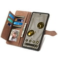 thumbnail image 4 of SaniMore Case for Google Pixel 8A 2023, PU Leather Zipper Wallet Detachable Lanyard Retro Embossed Flower Crad Slots Flip Kickstand Full Body Protective Drop-proof Case for Google Pixel 8A, Brown, 4 of 6