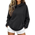 thumbnail image 2 of Hoodies for Women Oversized Trendy Fall Sweatshirt Pullover Fleece Long Sleeve Sweaters Winter Y2k Clothes Black M, 2 of 7