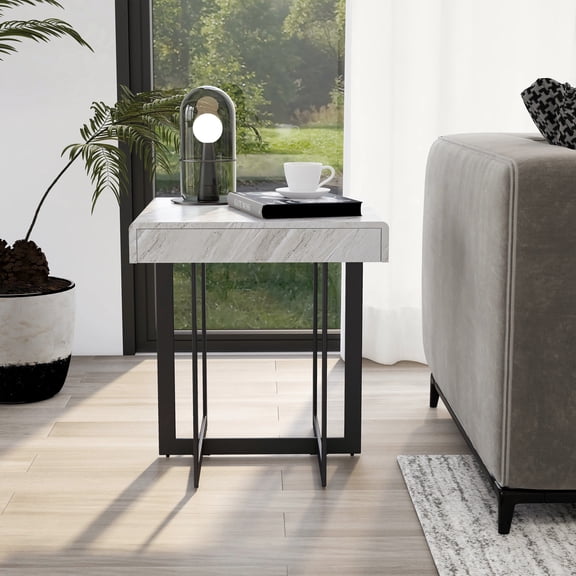 Granala 1-Drawer Wood End Table, Gray