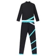 thumbnail image 4 of TiaoBug Kids Girls Skating Gymnastics Workout Outfits Shiny Long Sleeve Sweatshirt with Leggings Pants Suit Blue Green 8, 4 of 5