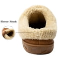 thumbnail image 3 of Needbo Men's Moccasin Slippers Faux Leather Fuzzy Lined House Shoes Warm Memory Foam Indoor Outdoor Brown, Size 6-7, 3 of 7
