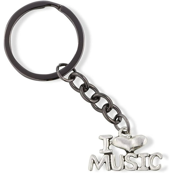 Emerald Park Jewelry I Love Heart Music Charm Keychain (alloy, womens)