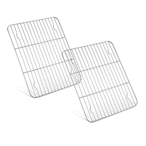 i Kito Kitchen Cooling Racks for Baking, Cookie Cooling Rack 2pk with Legs Square Wire Roasting Rack Silver Steel