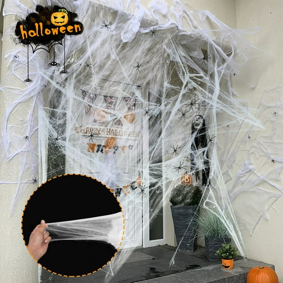 Elegant Choise Halloween Decoration Spider Cotton with 20Pcs Spiders,100g