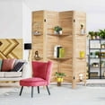thumbnail image 4 of Costway 4 Panel Folding Room Divider Screen W/3 Display Shelves 5.6 Ft Tall Natural, 4 of 10