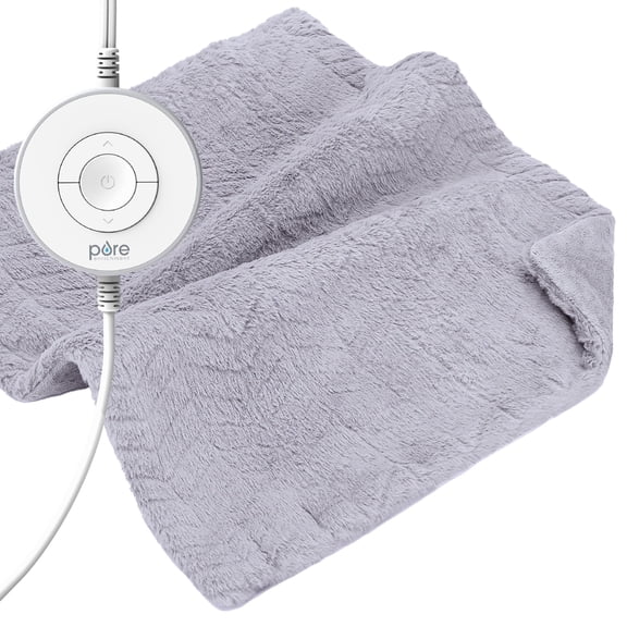 Pure Enrichment PureRadiance Ultra-Wide Luxury Heating Pad for Back Pain Relief, Patented Design, Soft Faux Fur, Micromink, 6 Heat Settings, Machine Washable, Large, 20”x24” (Amethyst Dusk)